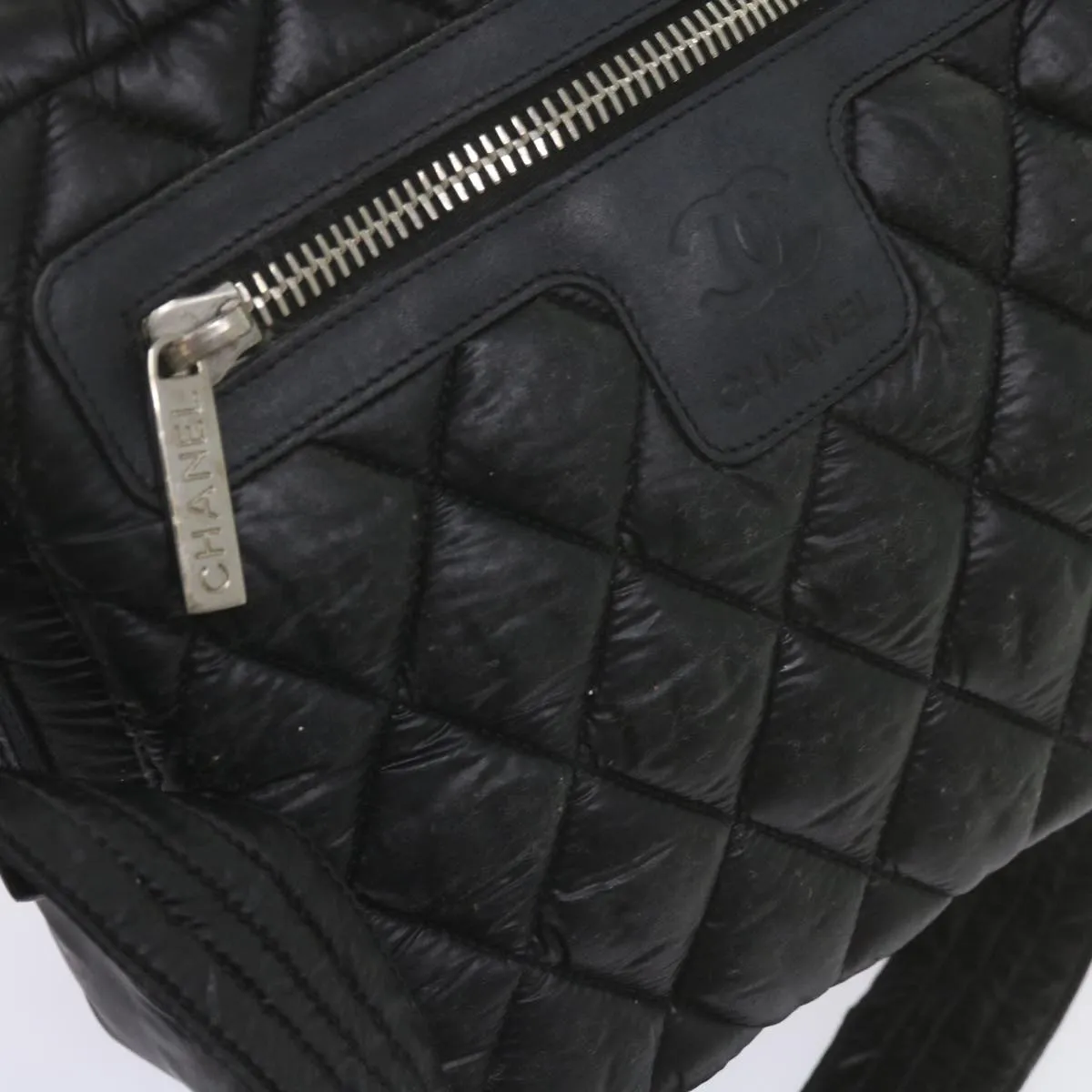 CHANEL Cococoon Shoulder Bag Nylon Black CC Auth bs10518