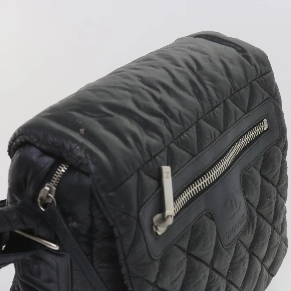 CHANEL Cococoon Shoulder Bag Nylon Black CC Auth bs10518