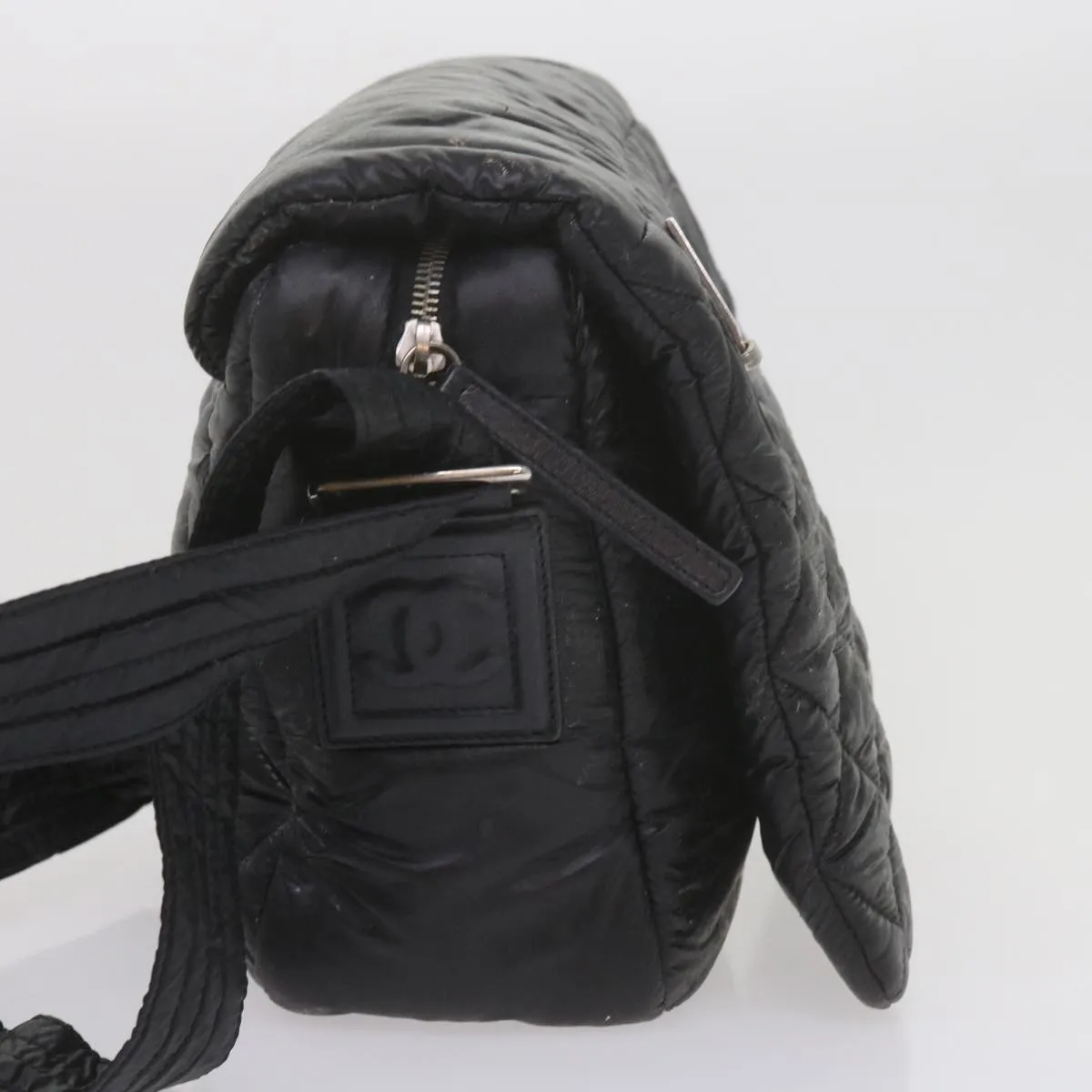 CHANEL Cococoon Shoulder Bag Nylon Black CC Auth bs10518