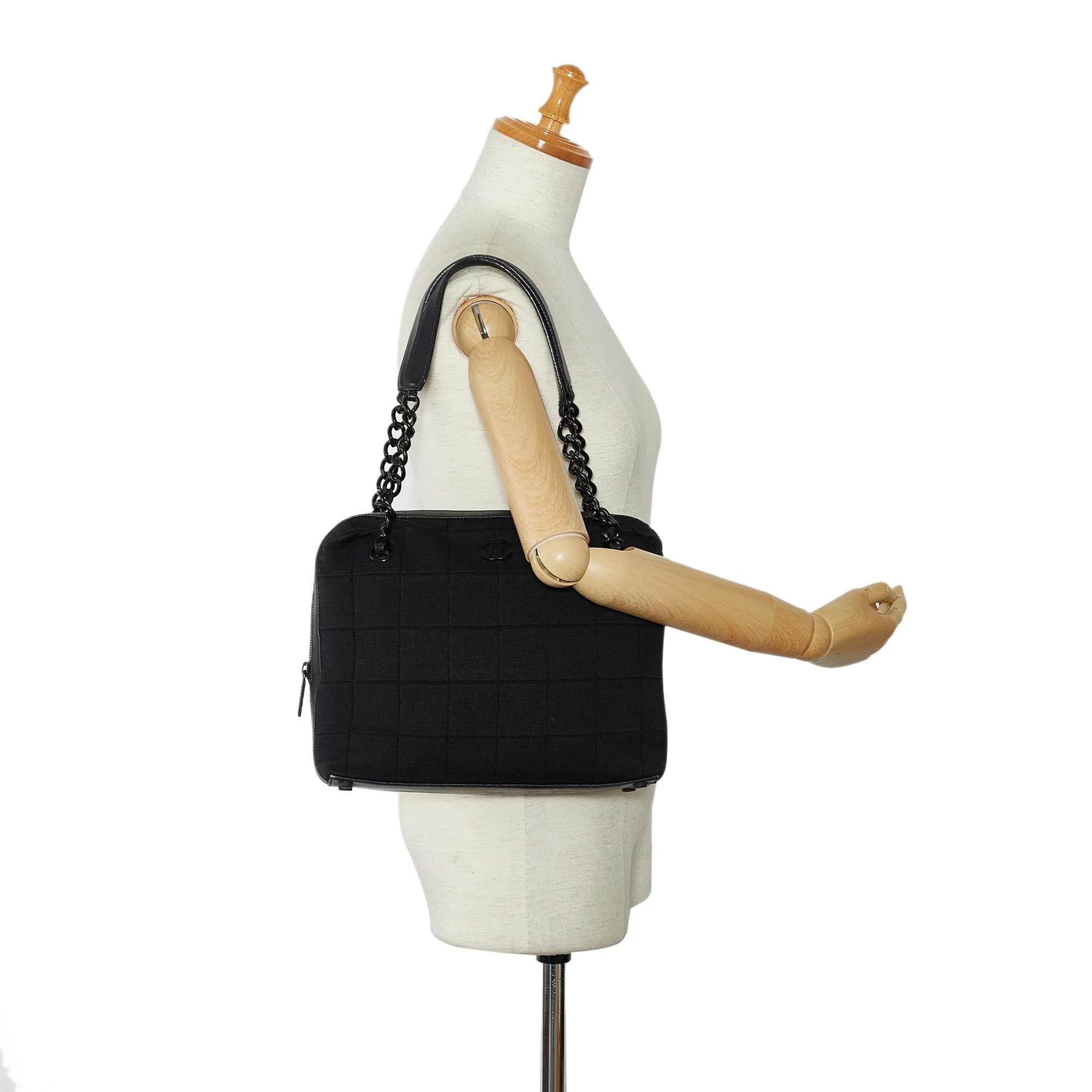 Chanel Cotton Choco Bar Shoulder Bag (SHG-05HMsv)