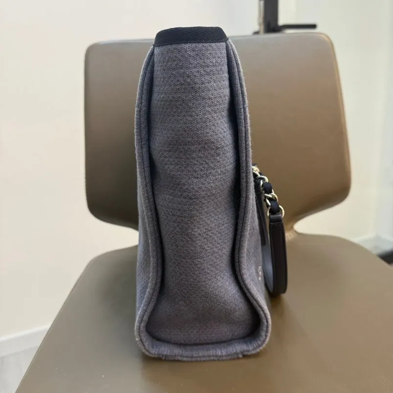 Chanel Deauville Tote Blue PM - Designer Canvas Shoulder Bag