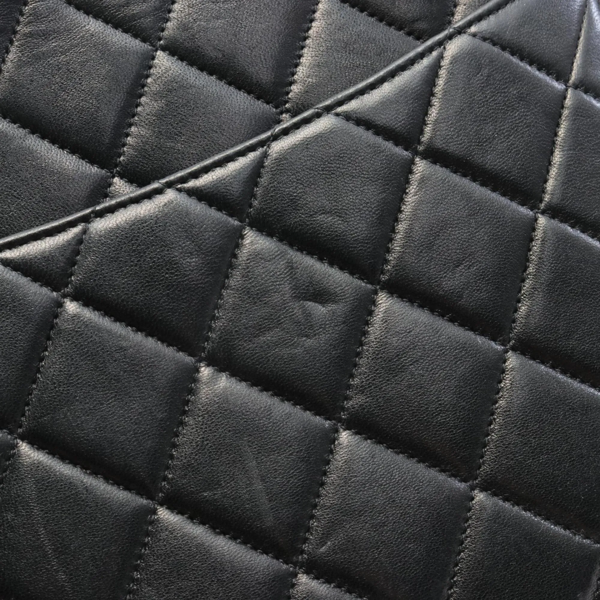CHANEL Deca Matelasse 30 Single Flap Shoulder Bag, Lambskin, Women's, Black