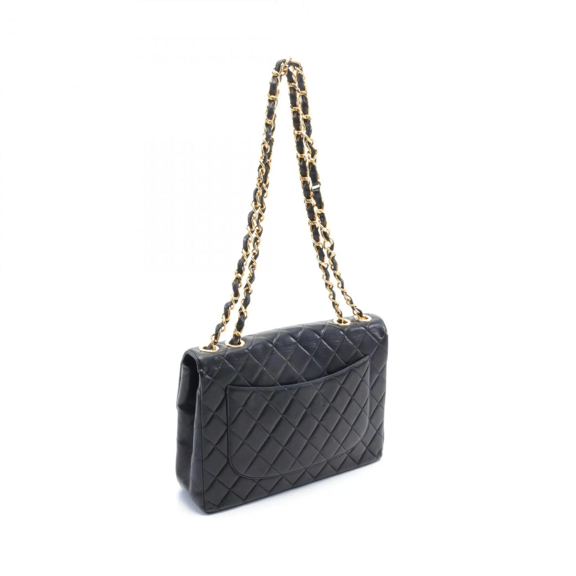 CHANEL Deca Matelasse 30 Single Flap Shoulder Bag, Lambskin, Women's, Black