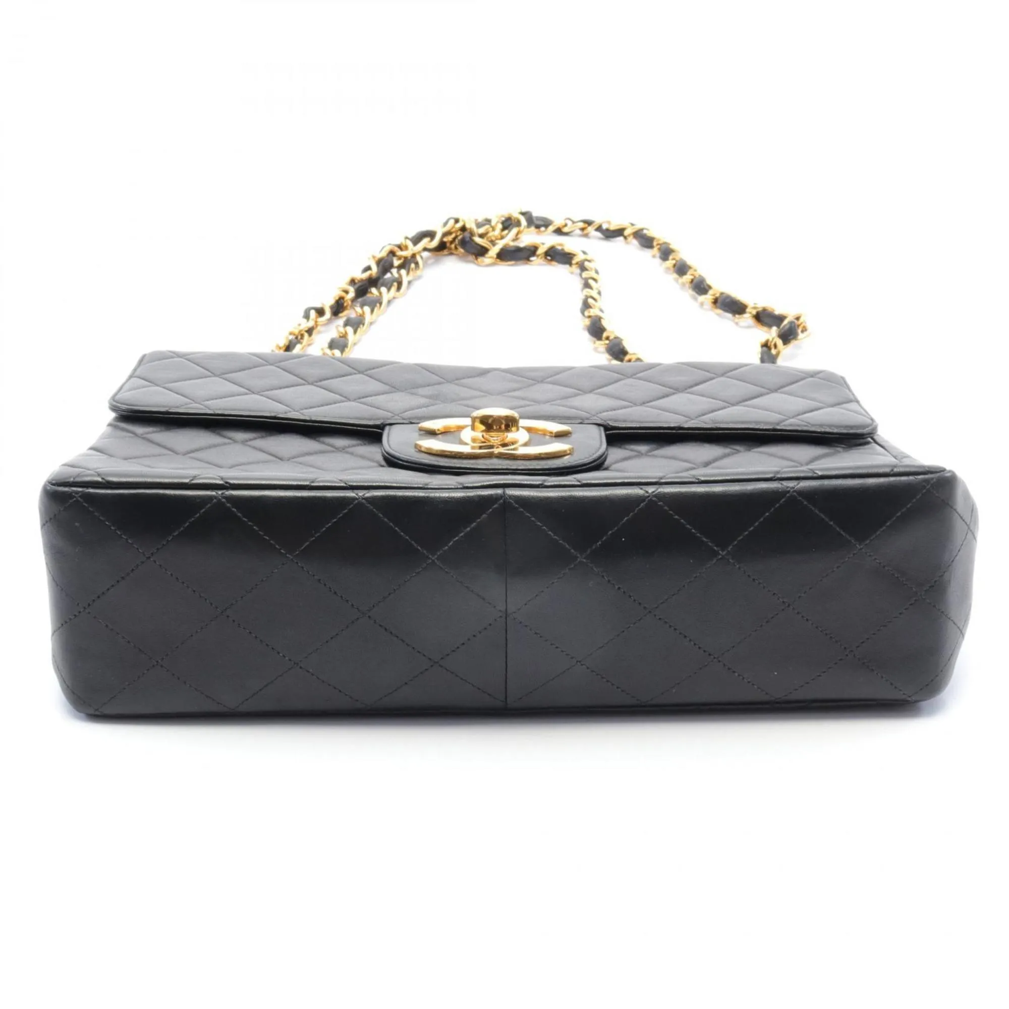 CHANEL Deca Matelasse 30 Single Flap Shoulder Bag, Lambskin, Women's, Black