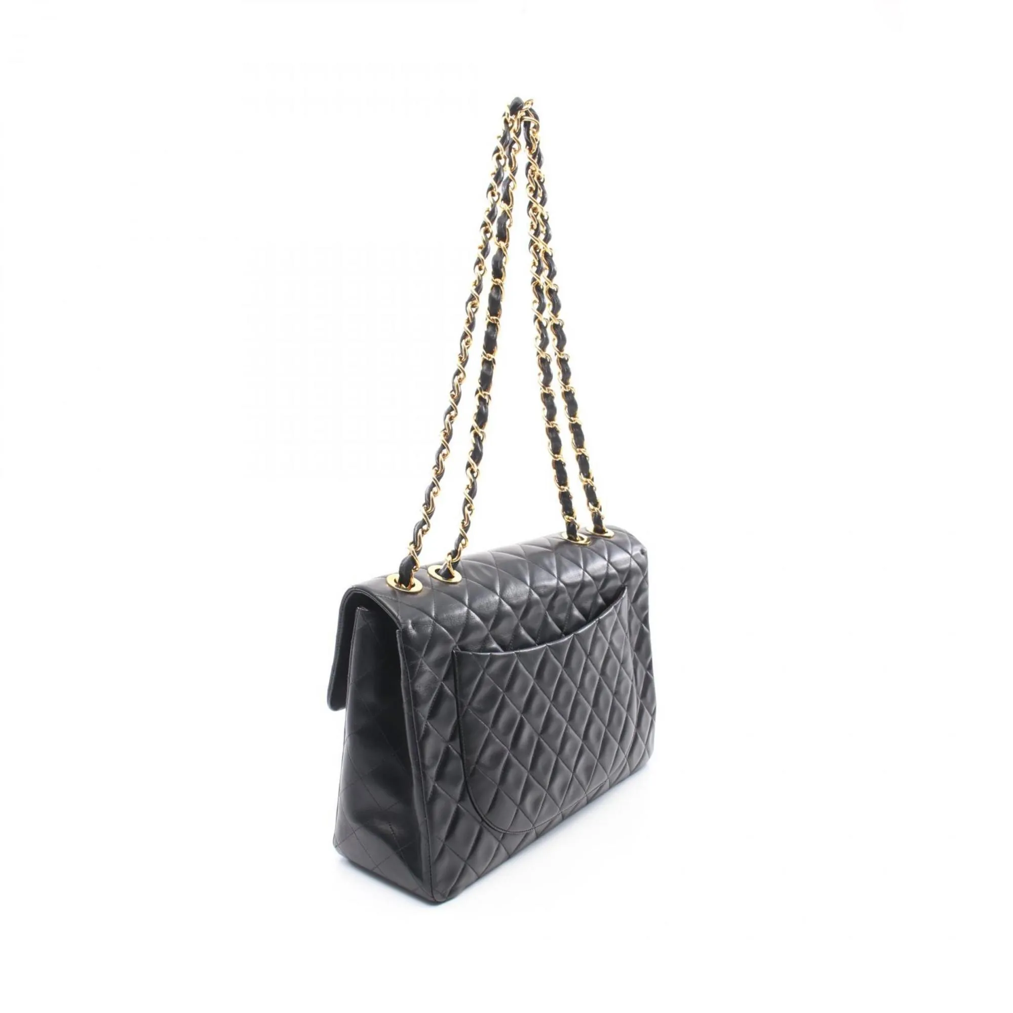CHANEL Deca Matelasse 34 Shoulder Bag, Lambskin, Women's, Black