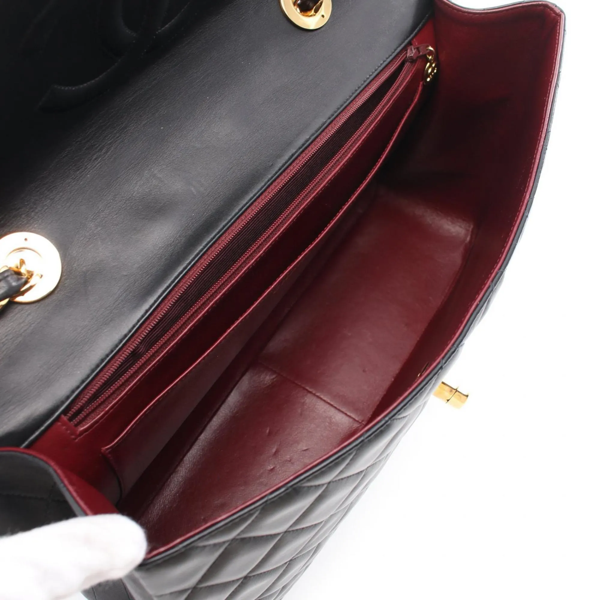 CHANEL Deca Matelasse 34 Shoulder Bag, Lambskin, Women's, Black