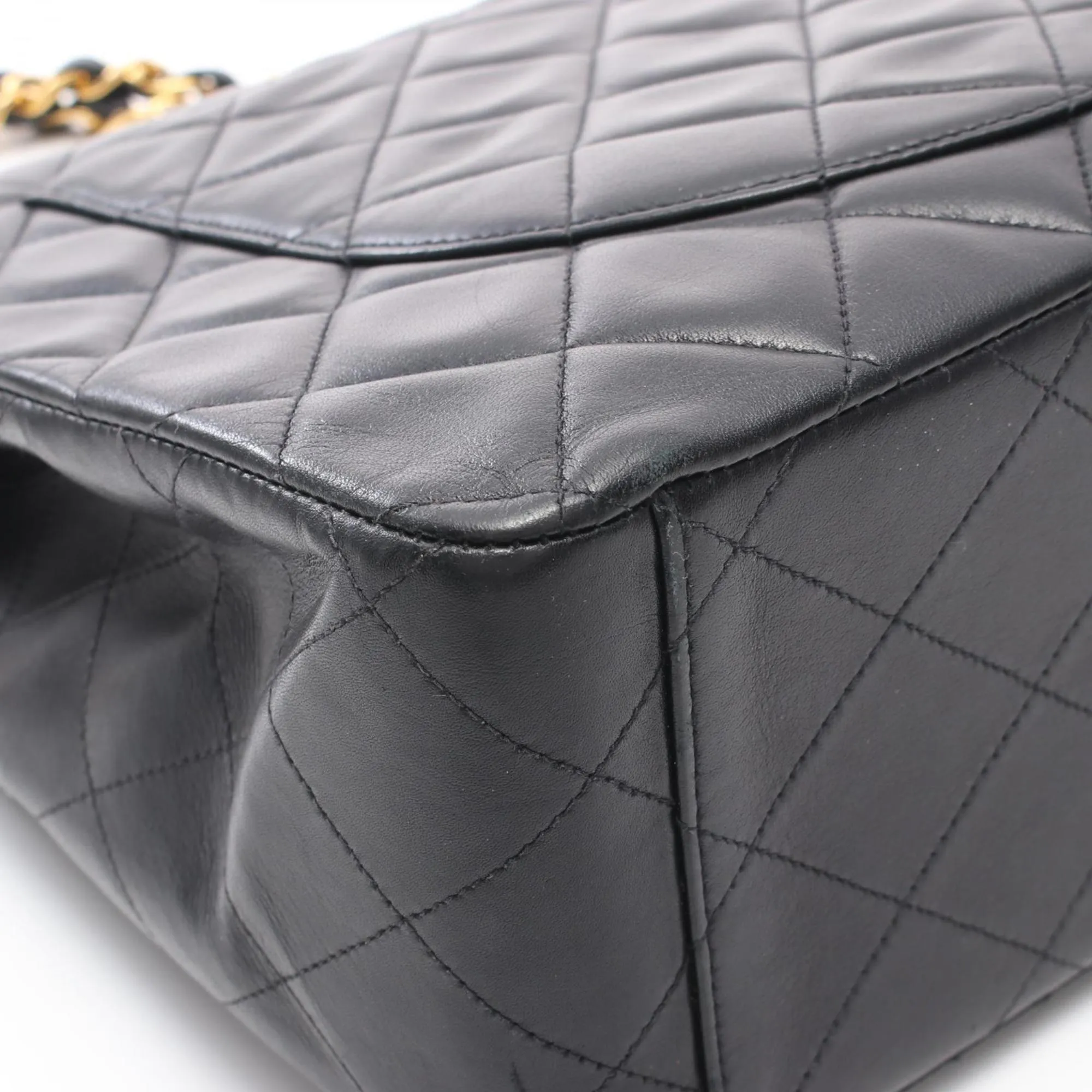 CHANEL Deca Matelasse 34 Shoulder Bag, Lambskin, Women's, Black