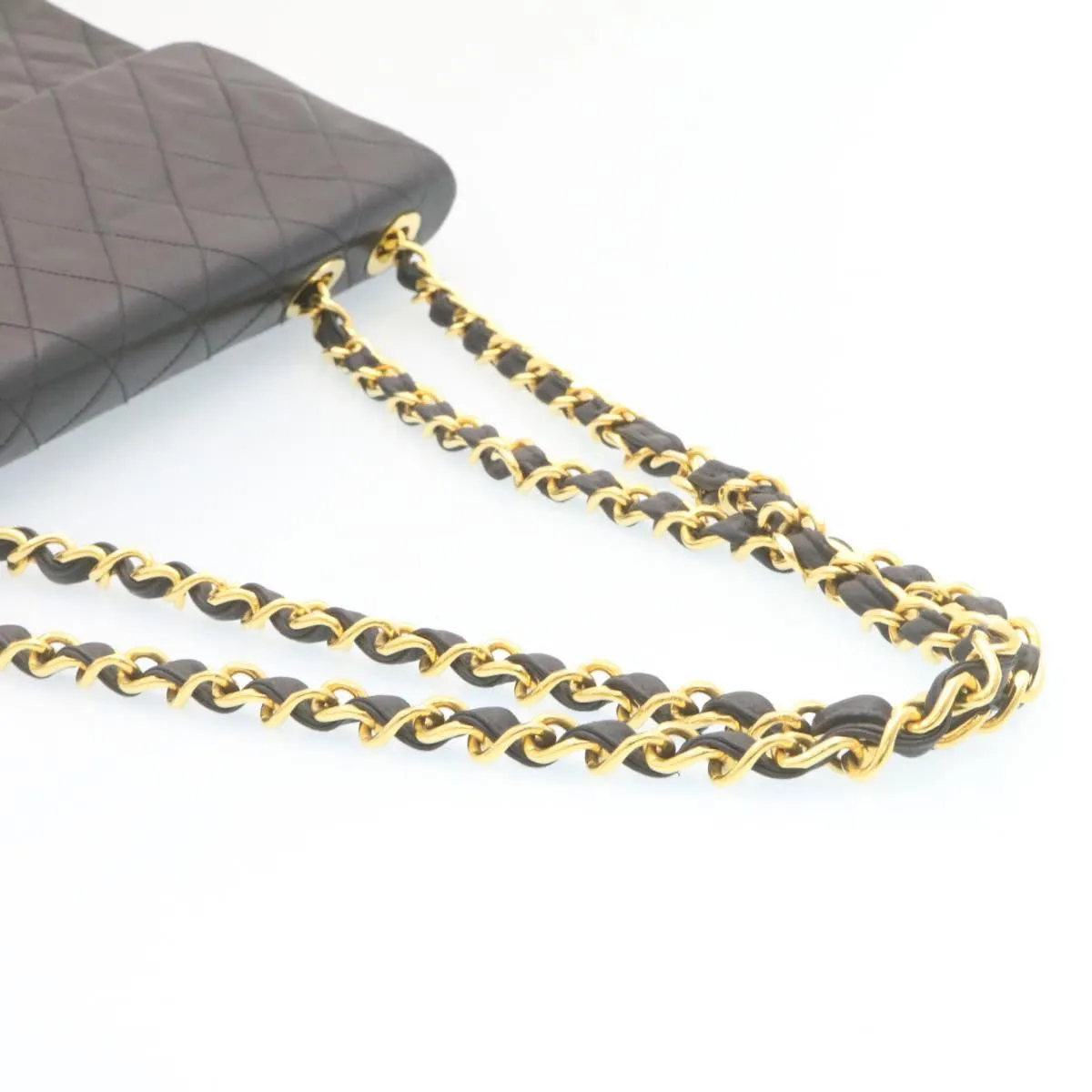 CHANEL Deca Matelasse Turn Lock Chain Shoulder Bag Lamb Skin Black CC ar5950A