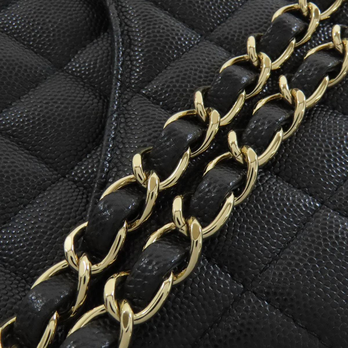 CHANEL Handbag Grained Calfskin Skin black ChainShoulder Matelasse Gold Metal