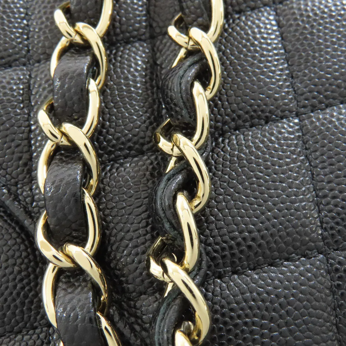 CHANEL Handbag Grained Calfskin Skin black ChainShoulder Matelasse Gold Metal