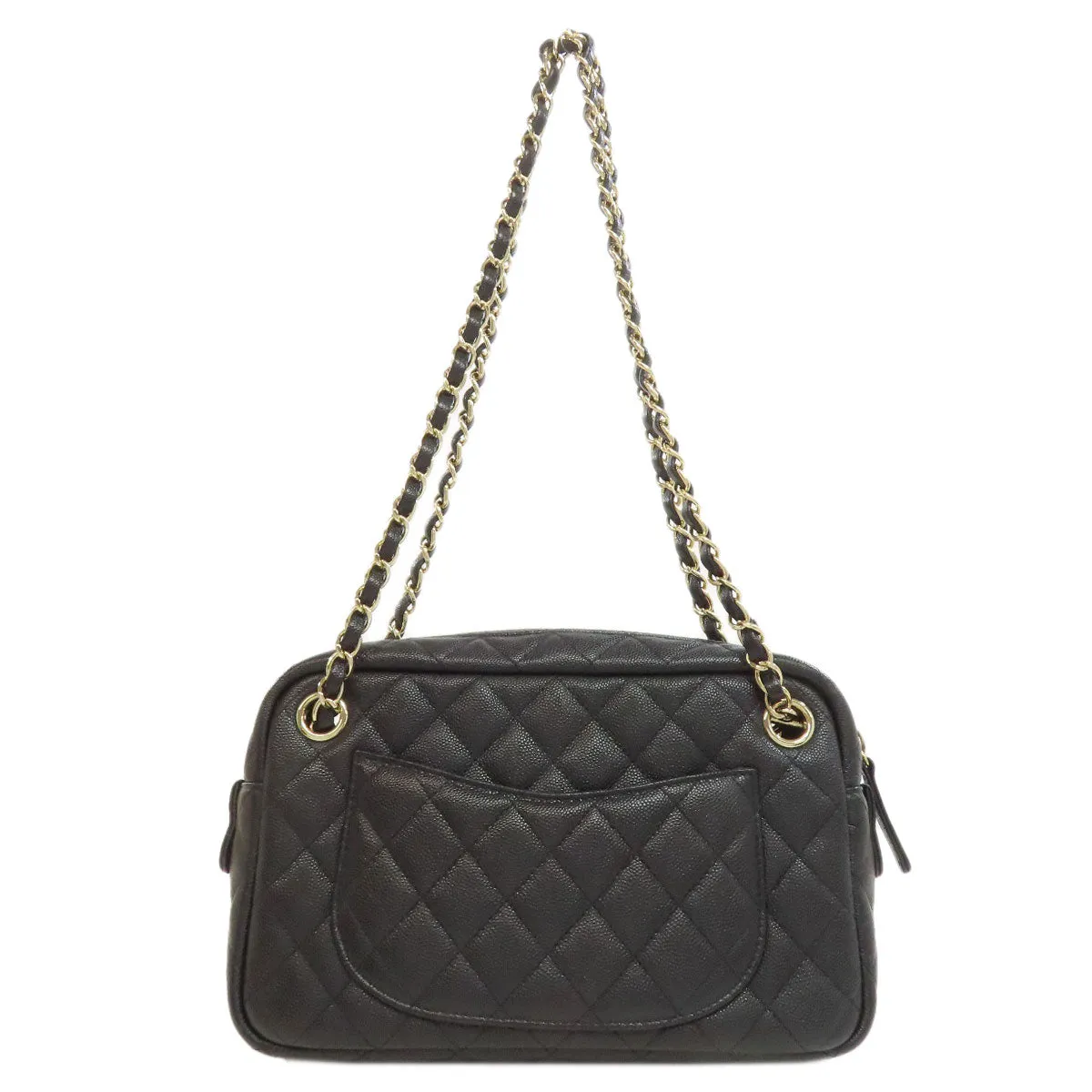 CHANEL Handbag Grained Calfskin Skin black ChainShoulder Matelasse Gold Metal