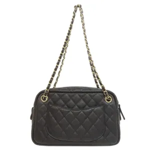 CHANEL Handbag Grained Calfskin Skin black ChainShoulder Matelasse Gold Metal
