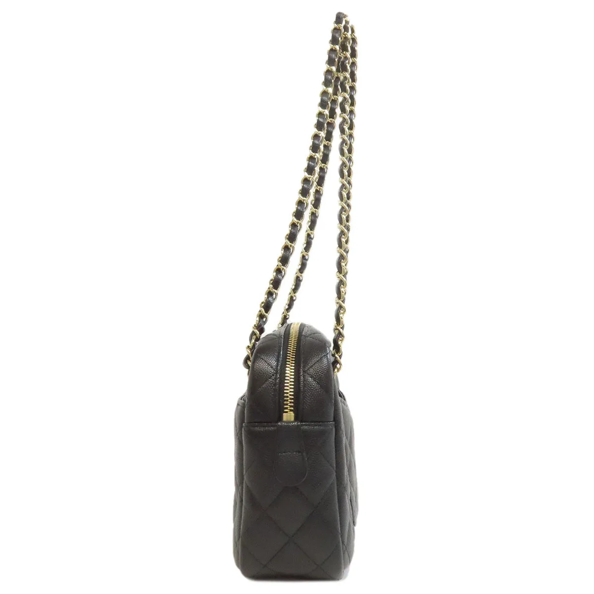 CHANEL Handbag Grained Calfskin Skin black ChainShoulder Matelasse Gold Metal