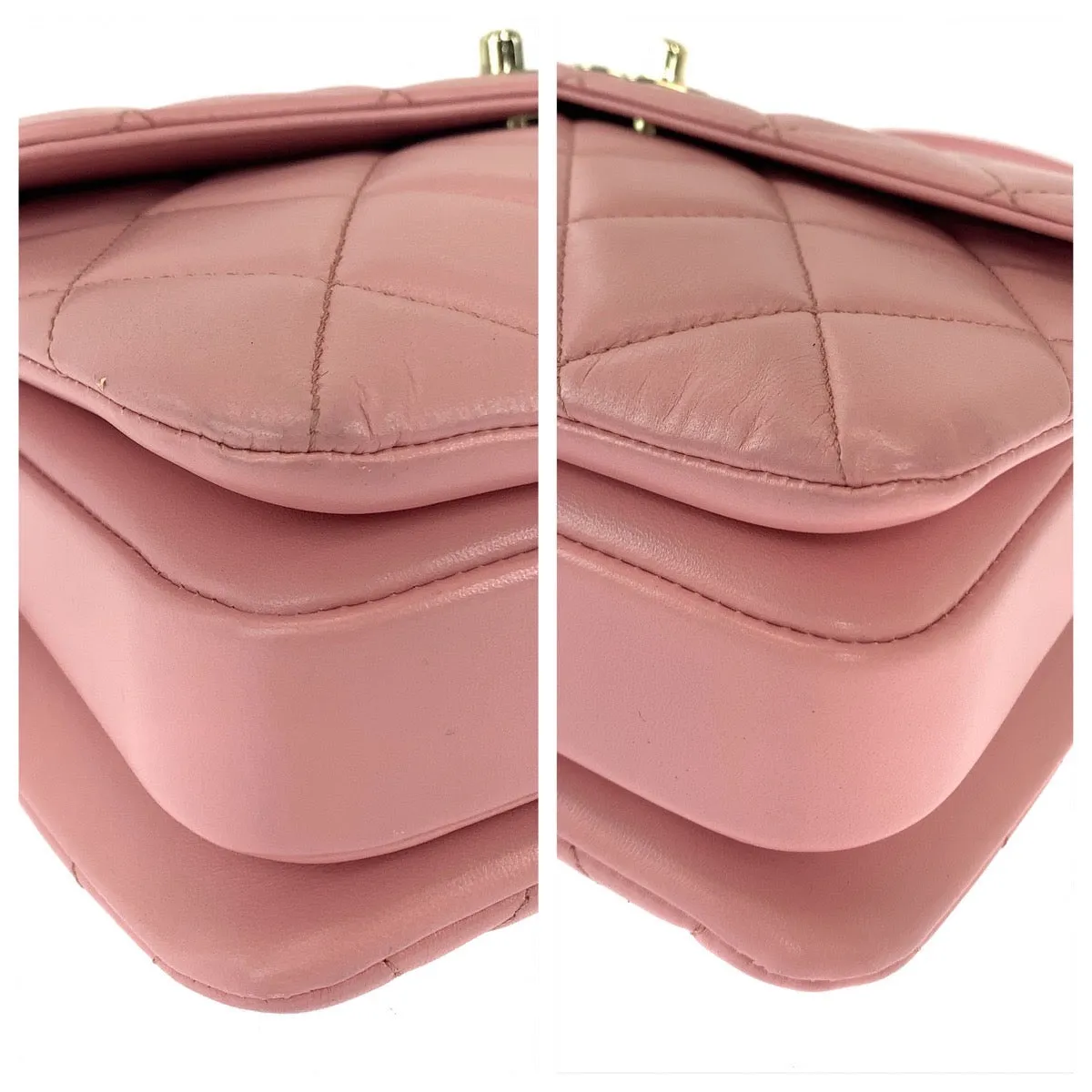CHANEL Handbag lambskin Pink Gold Metal Chain Shoulder Bag Handbag 2way Matrasse COCO Mark Turnlock With logo Women Used