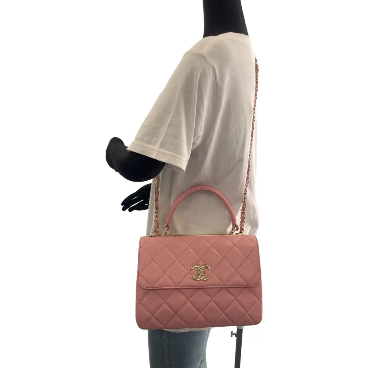 CHANEL Handbag lambskin Pink Gold Metal Chain Shoulder Bag Handbag 2way Matrasse COCO Mark Turnlock With logo Women Used