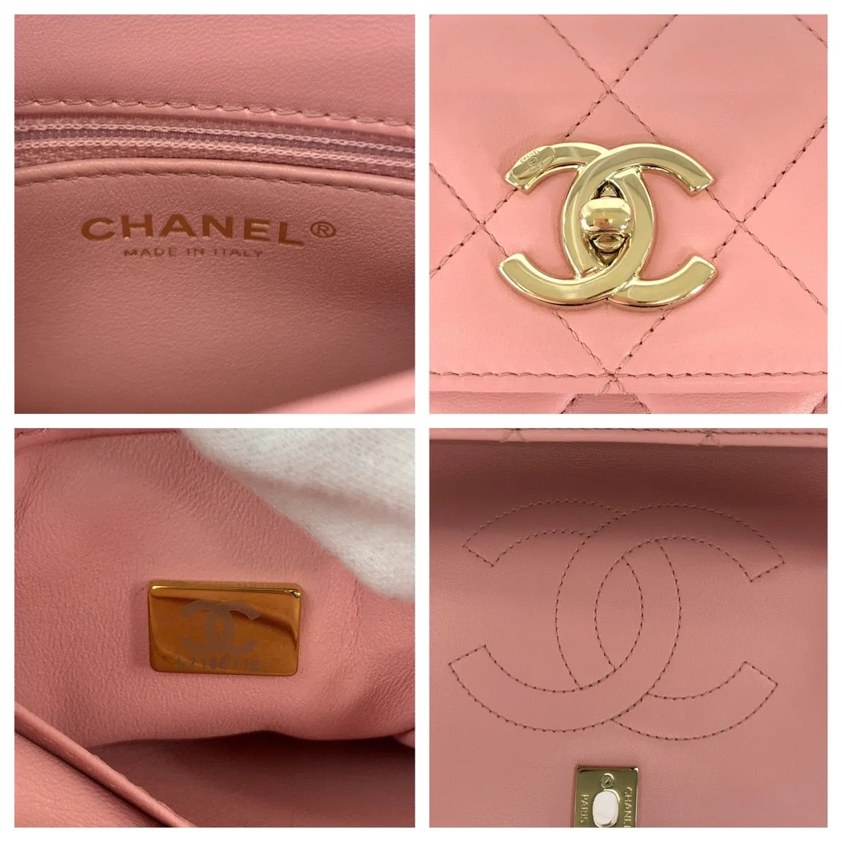 CHANEL Handbag lambskin Pink Gold Metal Chain Shoulder Bag Handbag 2way Matrasse COCO Mark Turnlock With logo Women Used