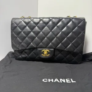 Chanel Jumbo Lambskin Single Flap Black Shoulder Bag