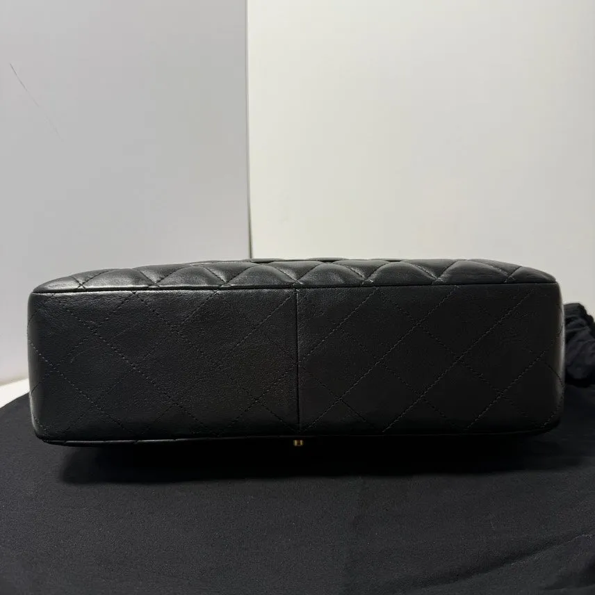 Chanel Jumbo Lambskin Single Flap Black Shoulder Bag