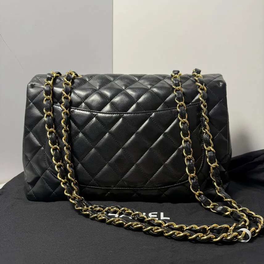 Chanel Jumbo Lambskin Single Flap Black Shoulder Bag
