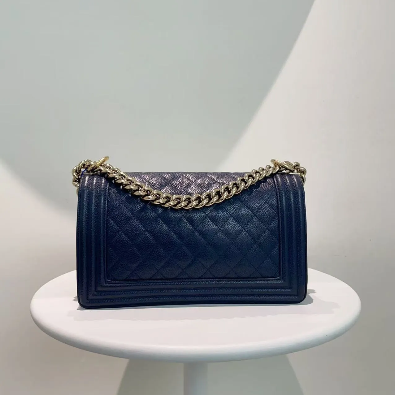 Chanel Leboy Caviar Navy Shoulder Bag