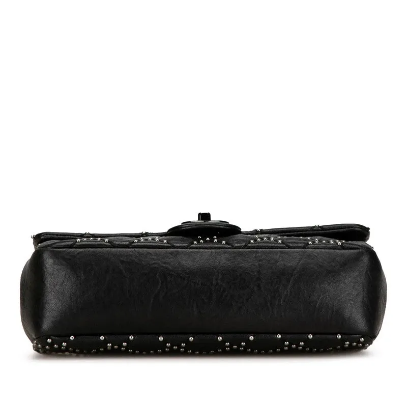 Chanel Medium Quilted Leather Studded Flap Bag Leather Shoulder Bag in Good condition