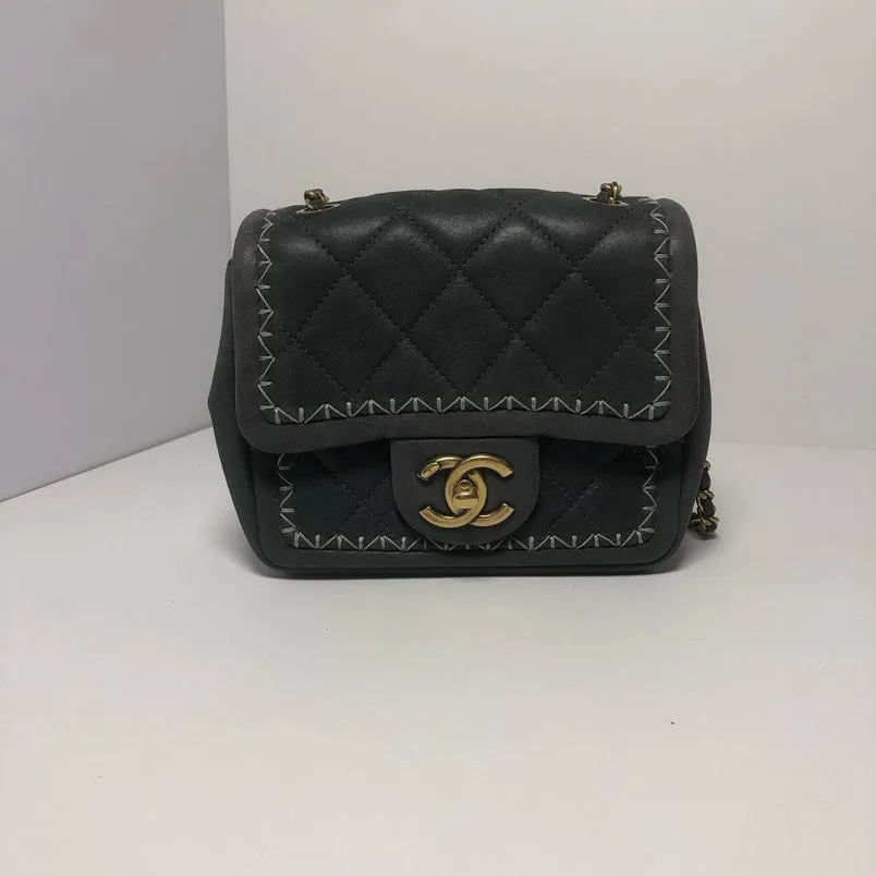 Chanel Mini Classic Flap Grey Shoulder Bag