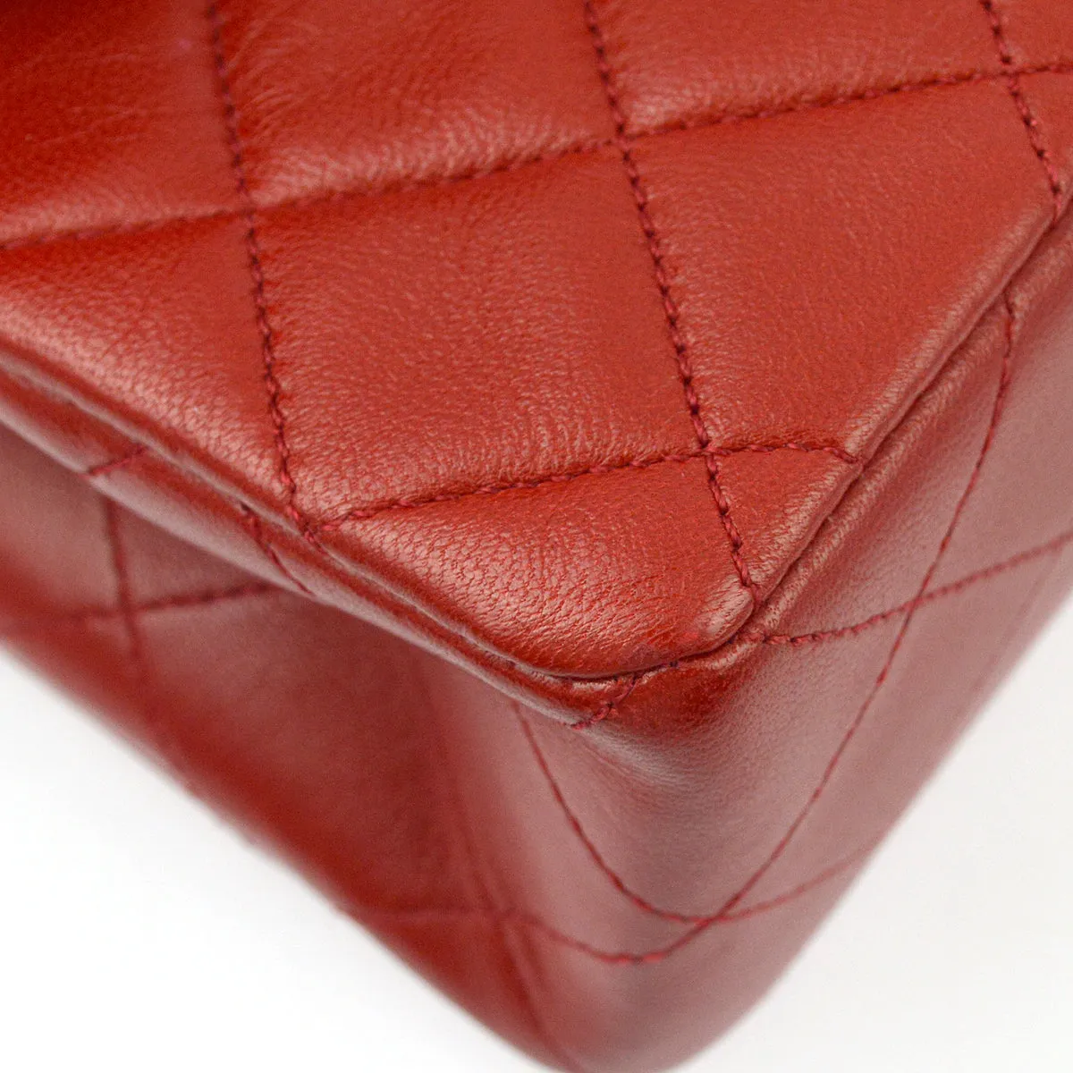 Chanel * Red Lambskin Small Classic Double Flap Shoulder Bag