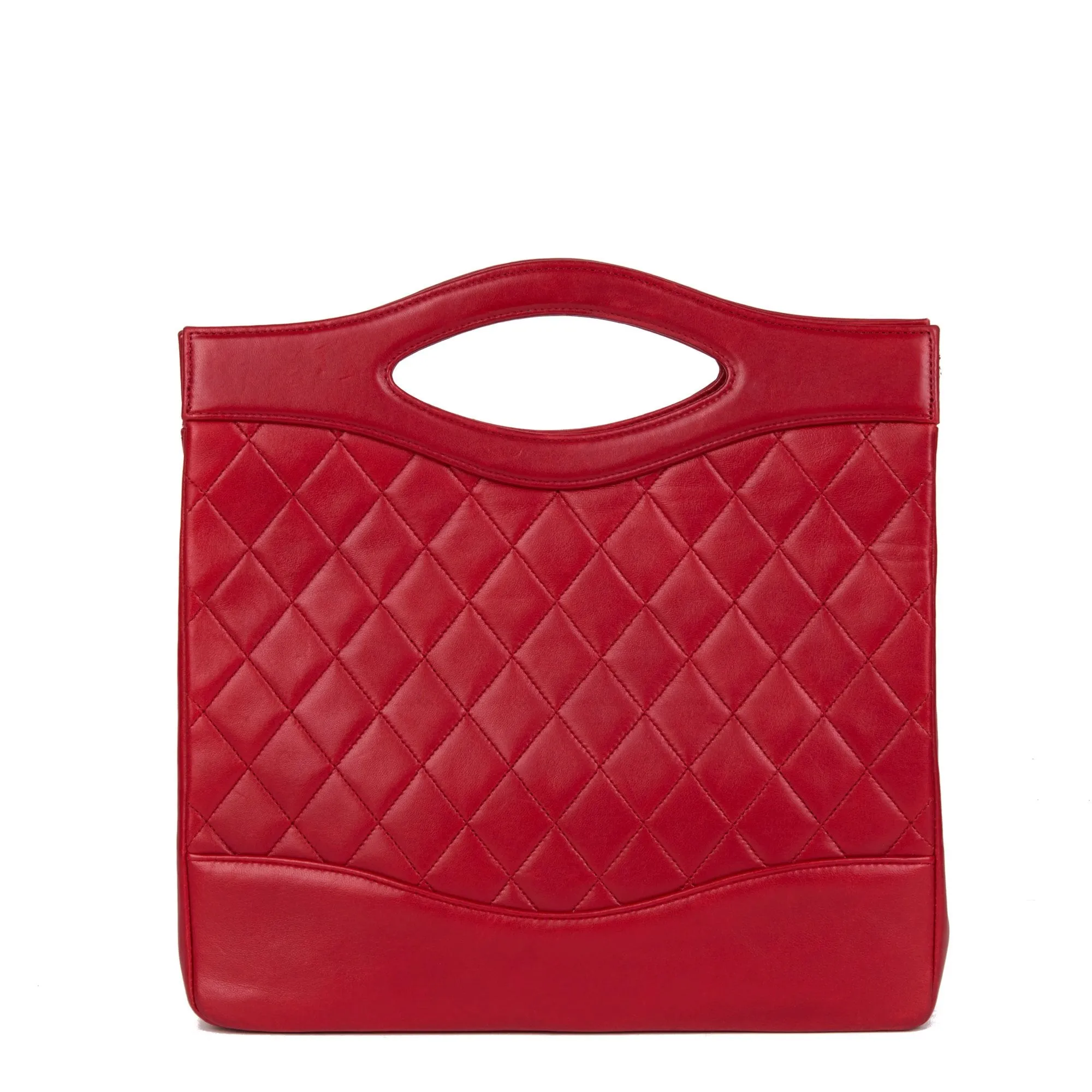 Chanel Red Quilted Lambskin Vintage Classic Shoulder Bag