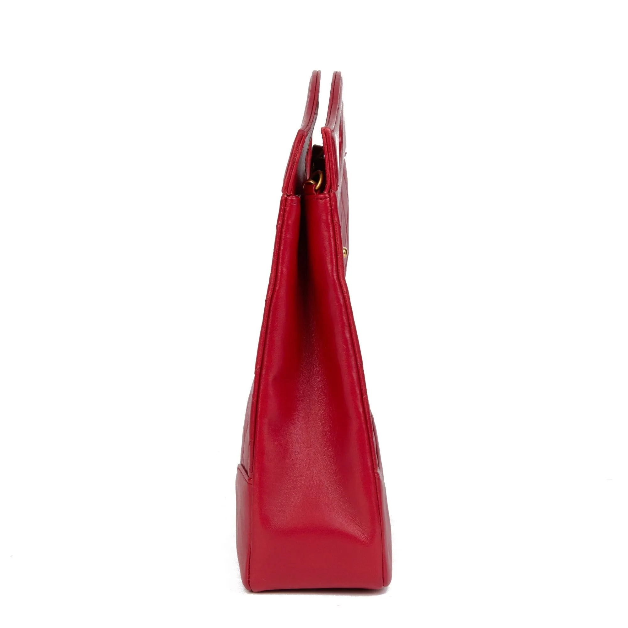 Chanel Red Quilted Lambskin Vintage Classic Shoulder Bag
