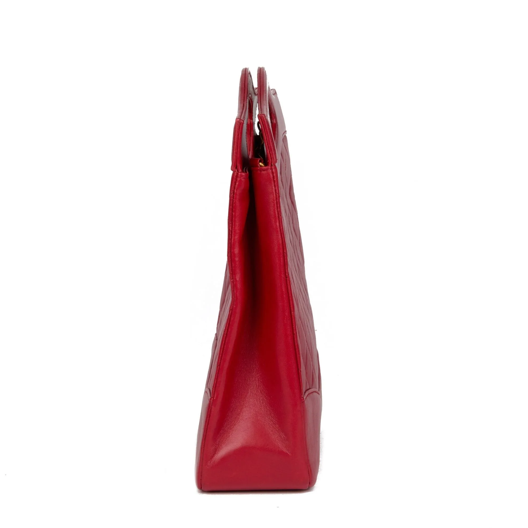Chanel Red Quilted Lambskin Vintage Classic Shoulder Bag
