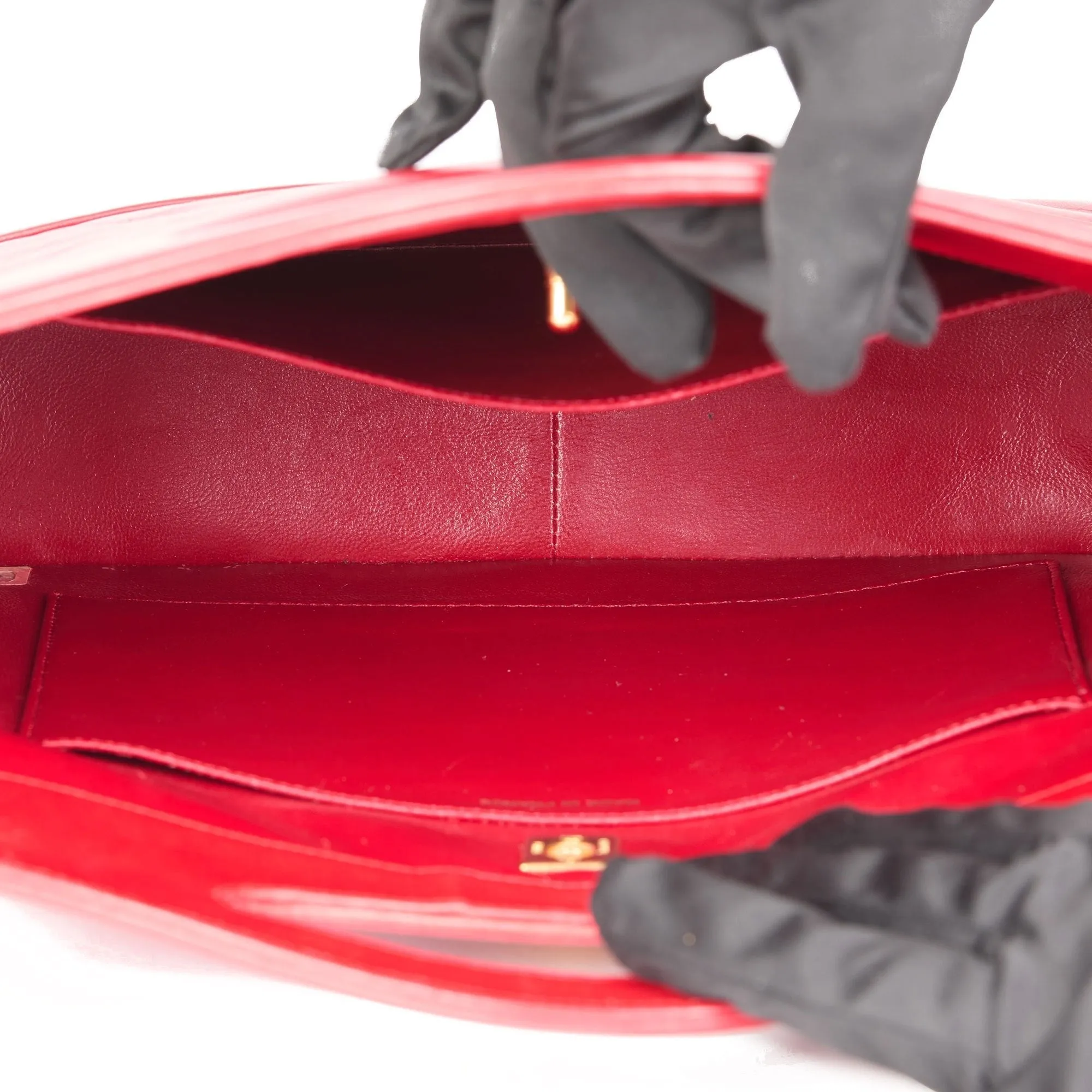 Chanel Red Quilted Lambskin Vintage Classic Shoulder Bag