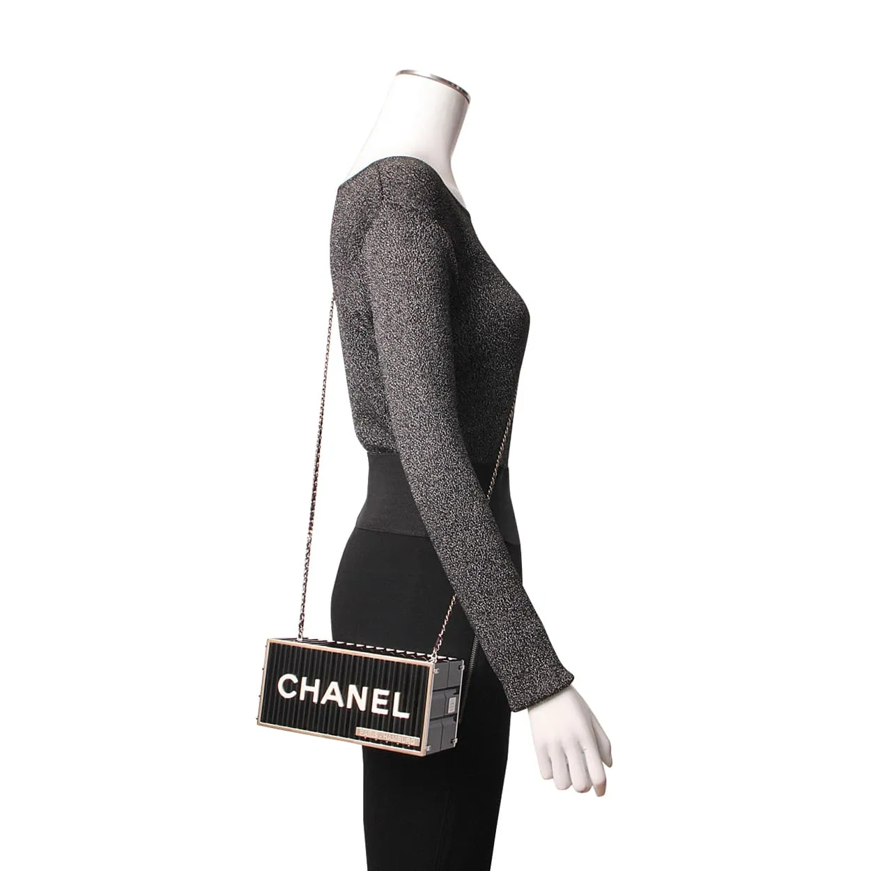 CHANEL Resin Paris Hamburg Minaudiere Shoulder Bag Black