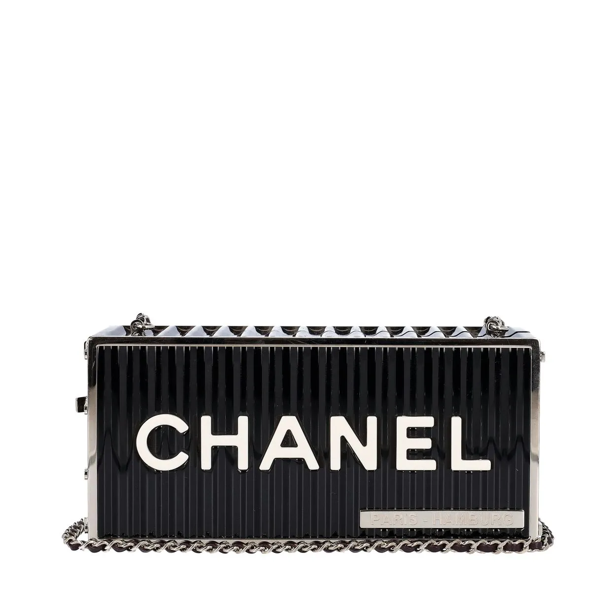 CHANEL Resin Paris Hamburg Minaudiere Shoulder Bag Black