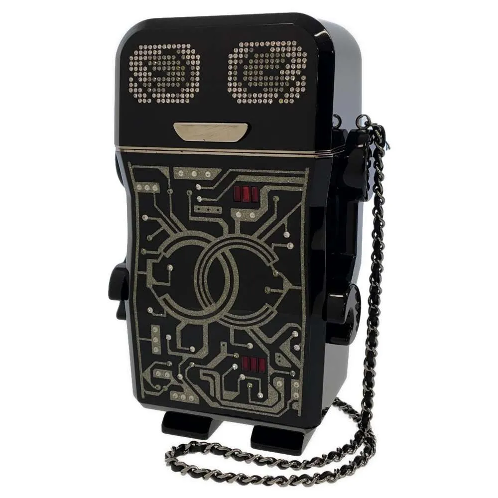 CHANEL Robot ChainShoulder Bag 2017Stainless Steel Black/Multicolor A94647 Plastic Rhinestone