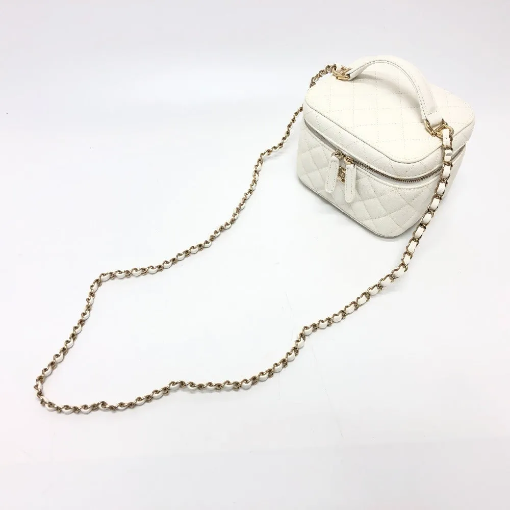 CHANEL Shoulder Bag AS3171 Caviar skin white COCO Mark CC Vanity bag Women Used