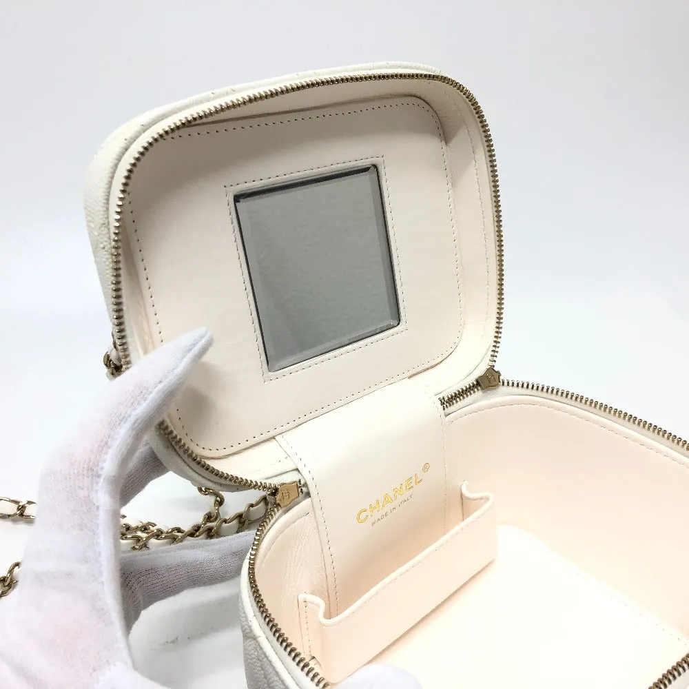 CHANEL Shoulder Bag AS3171 Caviar skin white COCO Mark CC Vanity bag Women Used