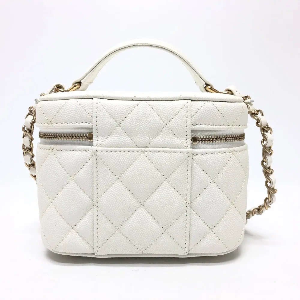 CHANEL Shoulder Bag AS3171 Caviar skin white COCO Mark CC Vanity bag Women Used