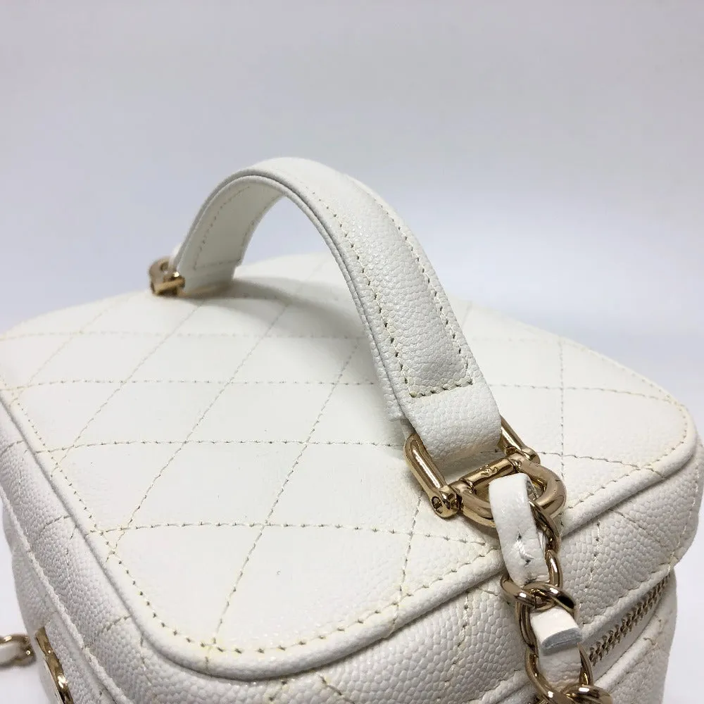 CHANEL Shoulder Bag AS3171 Caviar skin white COCO Mark CC Vanity bag Women Used