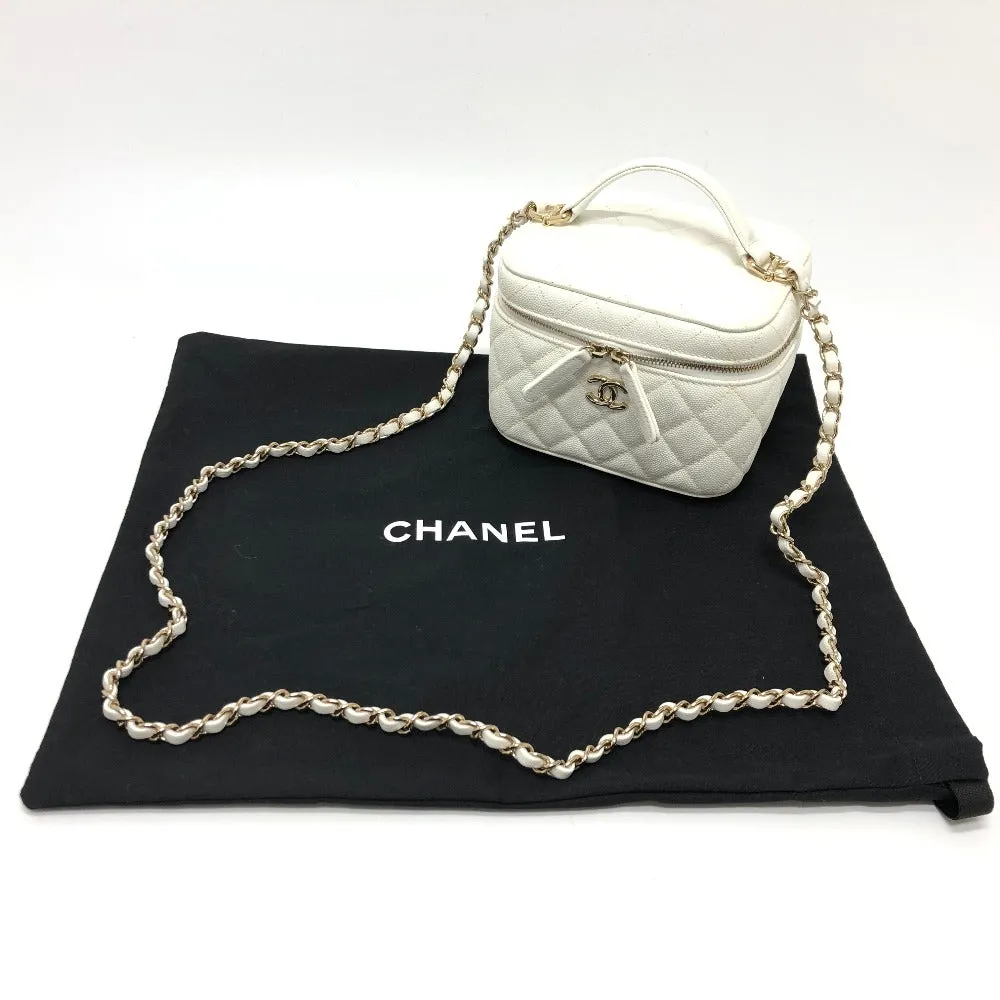 CHANEL Shoulder Bag AS3171 Caviar skin white COCO Mark CC Vanity bag Women Used