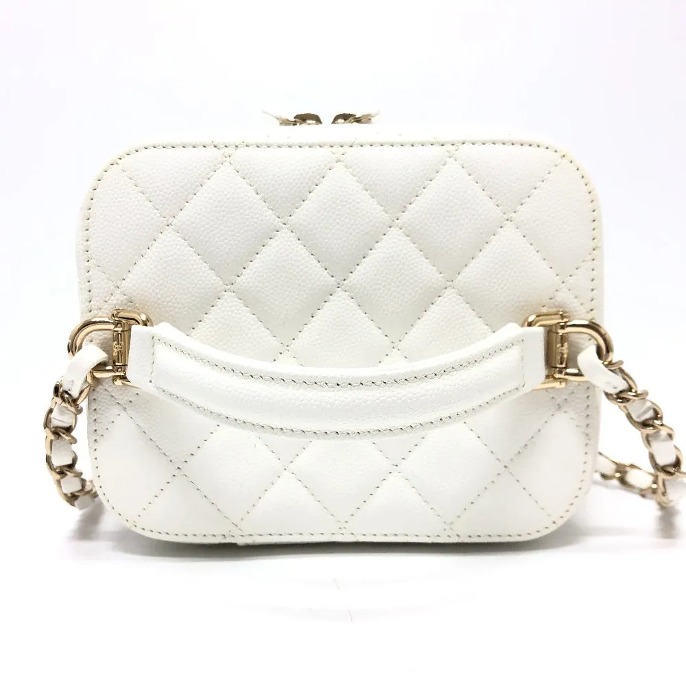 CHANEL Shoulder Bag AS3171 Caviar skin white COCO Mark CC Vanity bag Women Used