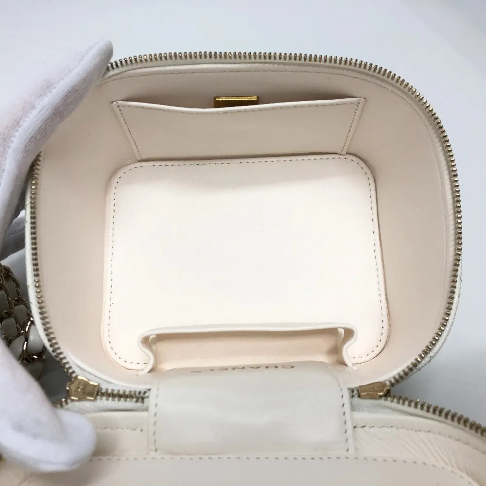 CHANEL Shoulder Bag AS3171 Caviar skin white COCO Mark CC Vanity bag Women Used