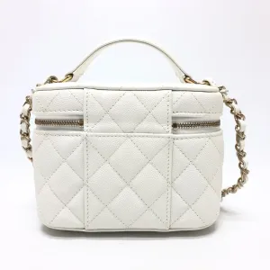 CHANEL Shoulder Bag AS3171 Caviar skin white COCO Mark CC Vanity bag Women Used
