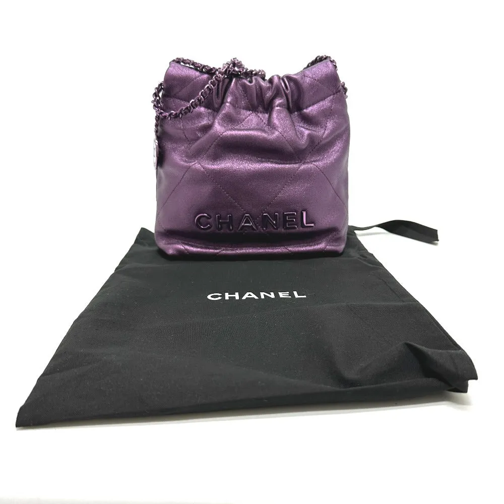 CHANEL Shoulder Bag AS3980 leather purple CHANEL22 Glitter All Purple