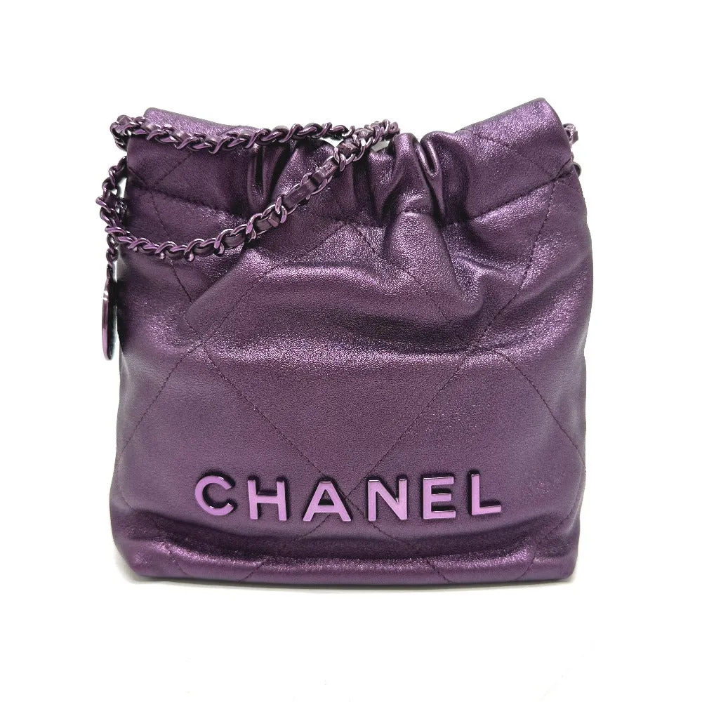 CHANEL Shoulder Bag AS3980 leather purple CHANEL22 Glitter All Purple