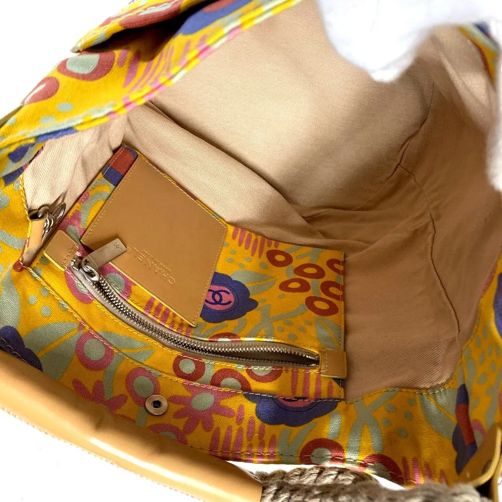 CHANEL Shoulder Bag canvas yellow High summer Flower Pattern