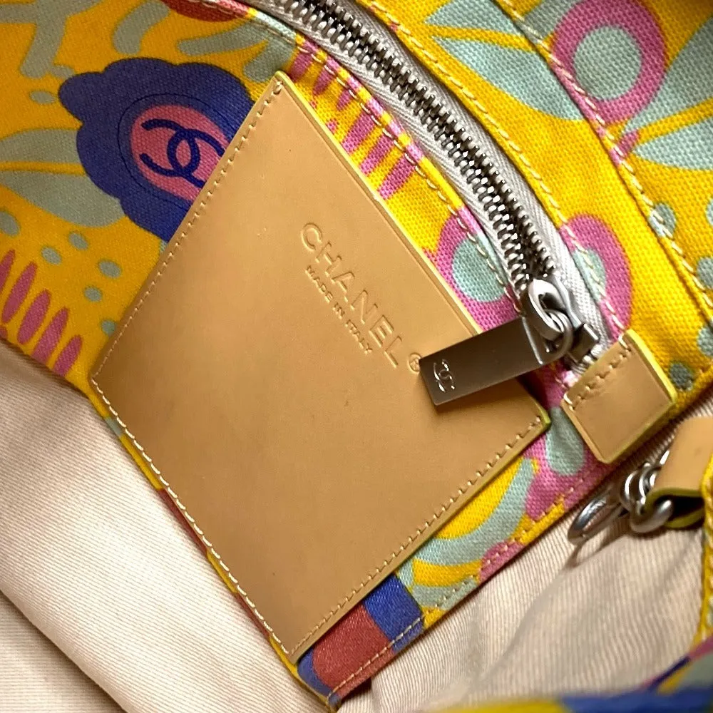 CHANEL Shoulder Bag canvas yellow High summer Flower Pattern
