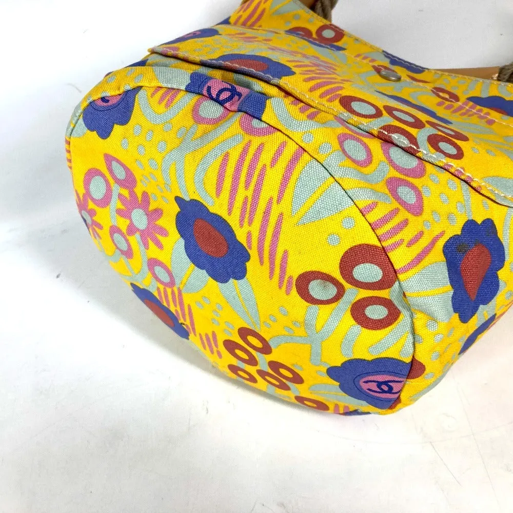 CHANEL Shoulder Bag canvas yellow High summer Flower Pattern