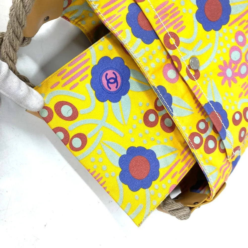 CHANEL Shoulder Bag canvas yellow High summer Flower Pattern