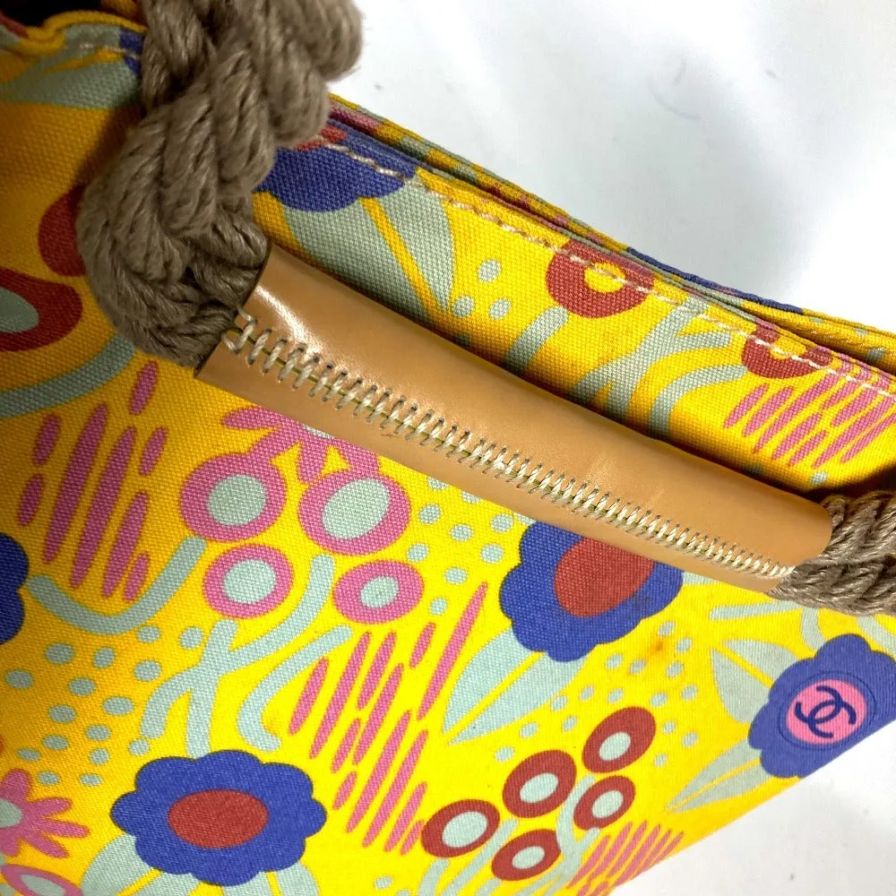 CHANEL Shoulder Bag canvas yellow High summer Flower Pattern