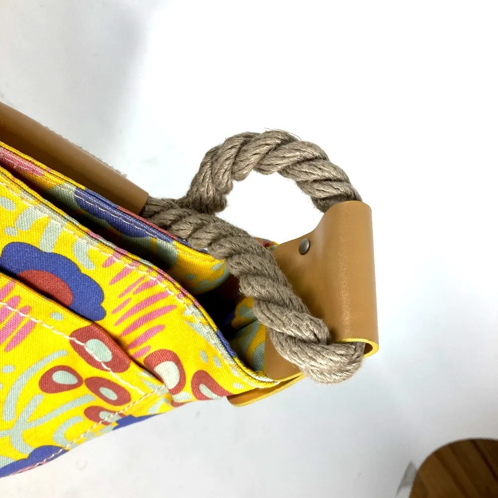CHANEL Shoulder Bag canvas yellow High summer Flower Pattern